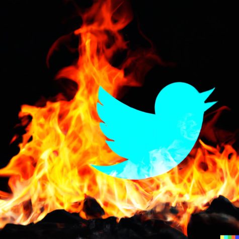 Picture of Twitter logo and fire