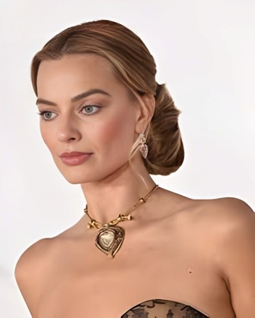 Margot Robbie wearing the Taj Mahal Diamond